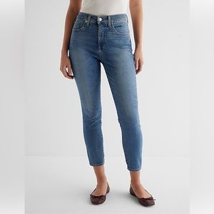 EXPRESS High Rise Skinny Cropped Jeans, Medium Wash, Stretch, Size 8R